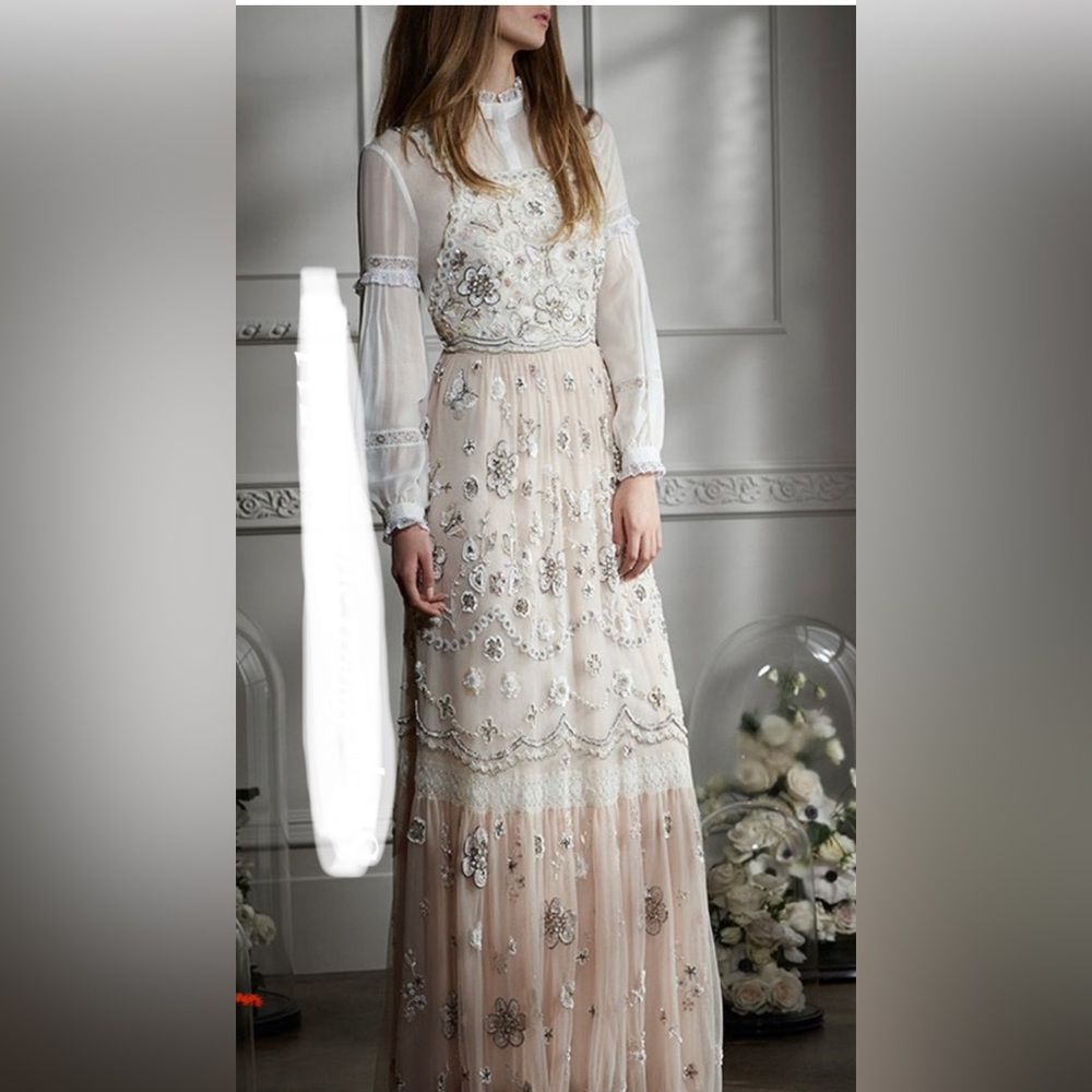 NWT Needle and Thread Pink Petal cluster bib gown xs 🦋 - Picture 2 of 16